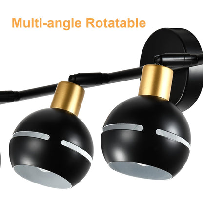 LQWELL® LED Ceiling Light Spotlight, Black Ceiling Spotlights E27 Ceiling Lamp Rotatable Wall Lamp Kitchen Light 2 3 4 Flames for Bedroom Living Room Dining Room Bar Shop Studio