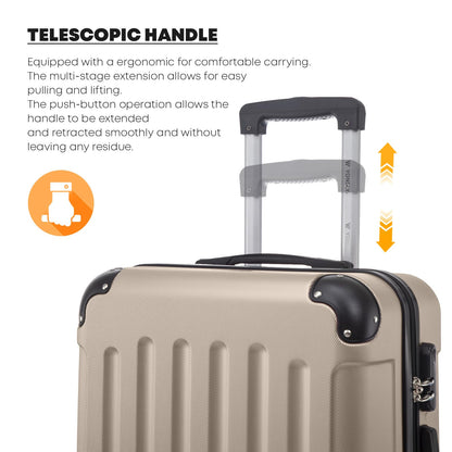 YONSLY® Suitcase, Trolley Travel Suitcase, Rolling Suitcase Carry-On with 4 x 360° Wheels, Hard-Shell Travel Suitcase, Combination Lock, Soft Rubber Handle