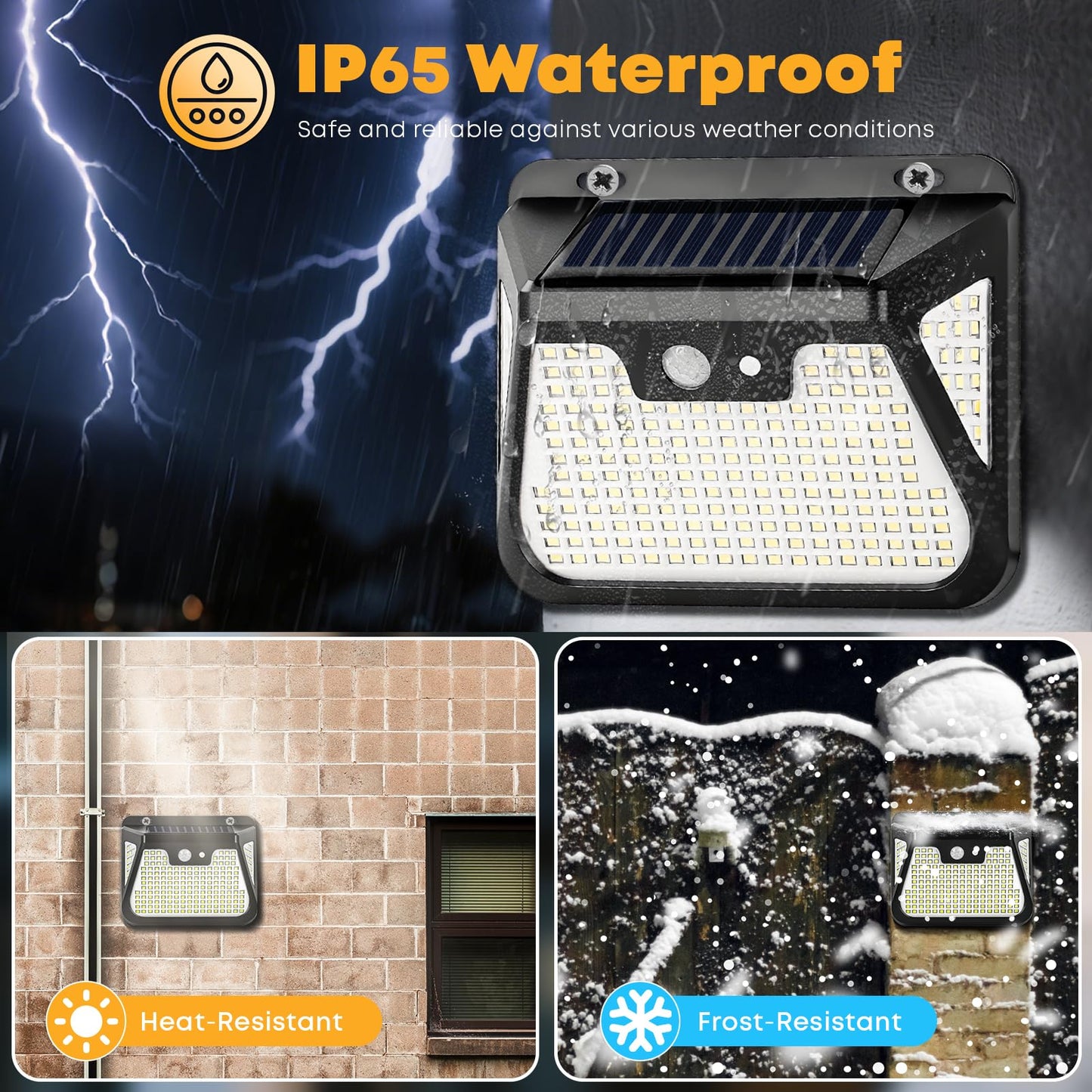 LQWELL® Solar Outdoor Lights with Motion Sensor, LED Solar Lamps, Solar Wall Lights, Super Bright Outdoor Lights IP65 Waterproof, 3 Modes, 210 LED for Garden Patio Pathway Garage (4 Pcs)