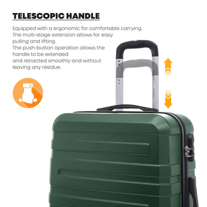YONSLY® Travel Suitcase Trolley, Rolling Luggage Carry-on Set, Cabin Suitcase, Travel Suitcase with 4 360° Wheels, Combination Lock, Soft Rubber Handle, Hardside Travel Suitcase