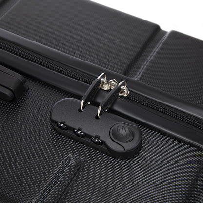 YONSLY® Trolley Reisekoffer Rollkoffer Handgepäck Set, Kofferset, Gepäckset, Koffer Suitcase, Hartschalenreisekoffer mit 4 Rollen 360°, Zahlenschloss, Weicher Gummigriff (3er Set, M,L&XL, Schwarz)