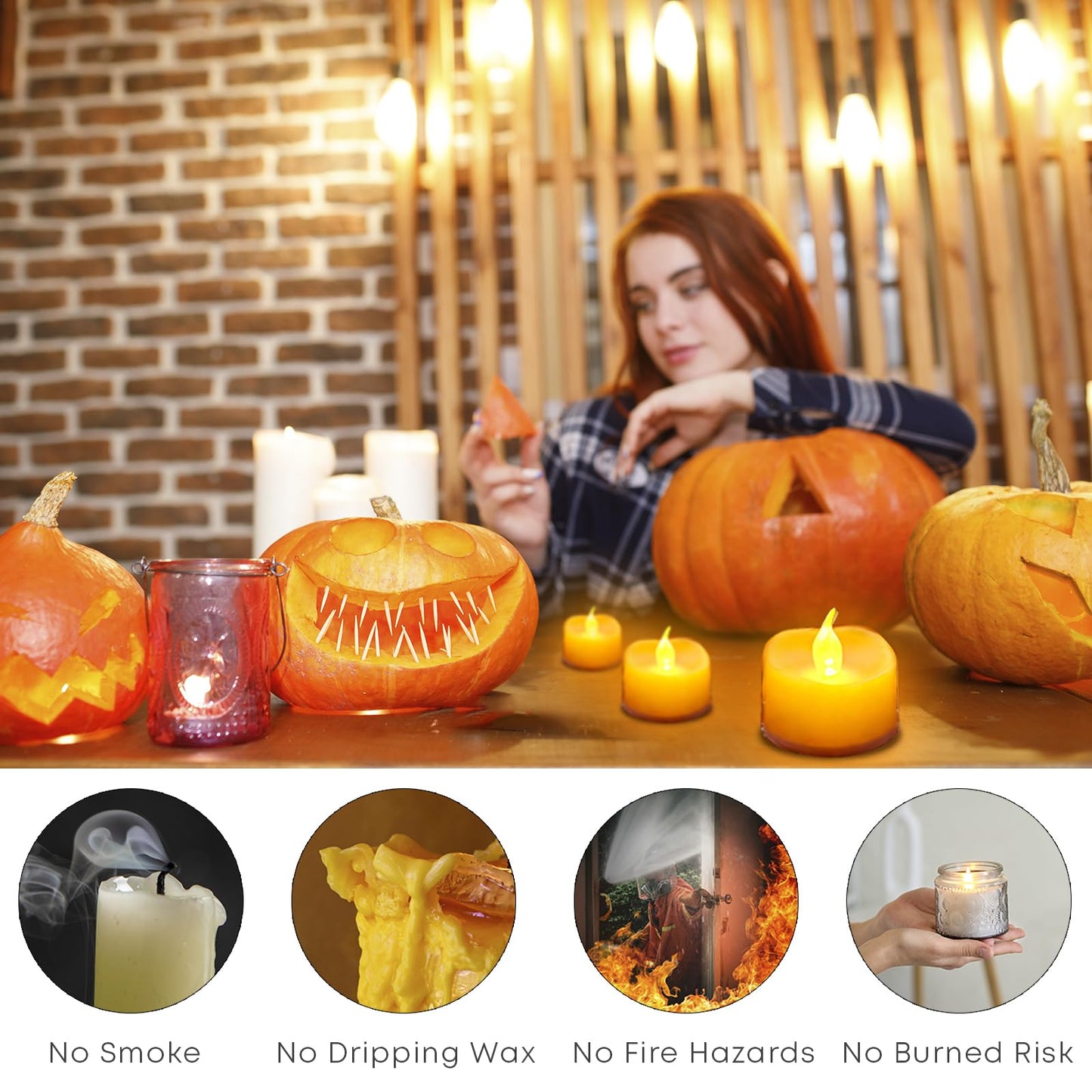 LQWELL® 12 Pcs Tealights, LED Candles Realistic Flickering Flame, Battery Operated Candle Lamp, Warm Yellow, Plastic, 3.2x3.6cm for Wedding, Party, Festival, Home Decoration