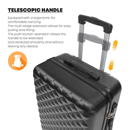 YONSLY® Premium Travel Suitcase TSA Lock, Hard-Shell Suitcase Trolley Cabin Suitcase Rolling Suitcase Hand Luggage 4 Wheels (S-M-L-XL Set)