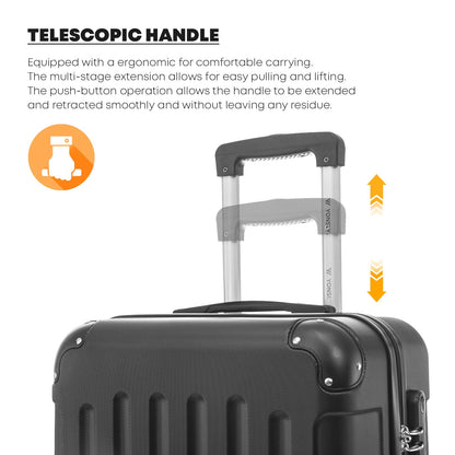 YONSLY® Suitcase Set, Trolley Travel Suitcase, Spinner Carry-on Luggage with 4 360° Wheels, Hard-Shell Travel Suitcase, Combination Lock, Soft Rubber Handle (2-piece set, S, M)