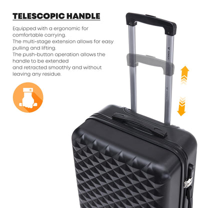 YONSLY® Suitcase Set, Trolley Travel Suitcase, Spinner Carry-on Luggage, Suitcase Set, Luggage Set with 360° Wheels, Hardshell Travel Suitcase, Combination Lock, Soft Rubber Handle (4-Piece Set, S,M,L&XL)
