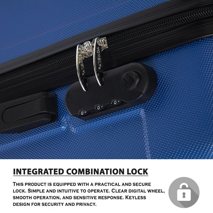 YONSLY® Trolley Suitcase, Travel Suitcase, Carry-On Suitcase, Hardshell Suitcase with 4 360° Wheels, Combination Lock, Soft Rubber Handle for Travel, Camping