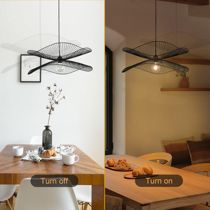 LQWELL® LED Pendant Lamp Black Hat Line, Retro Hanging Lamp E27 Vertigo Lamp Height Adjustable Chandelier for Living Room Bedroom Dining Room Cafes Studio Bar Counter Decor