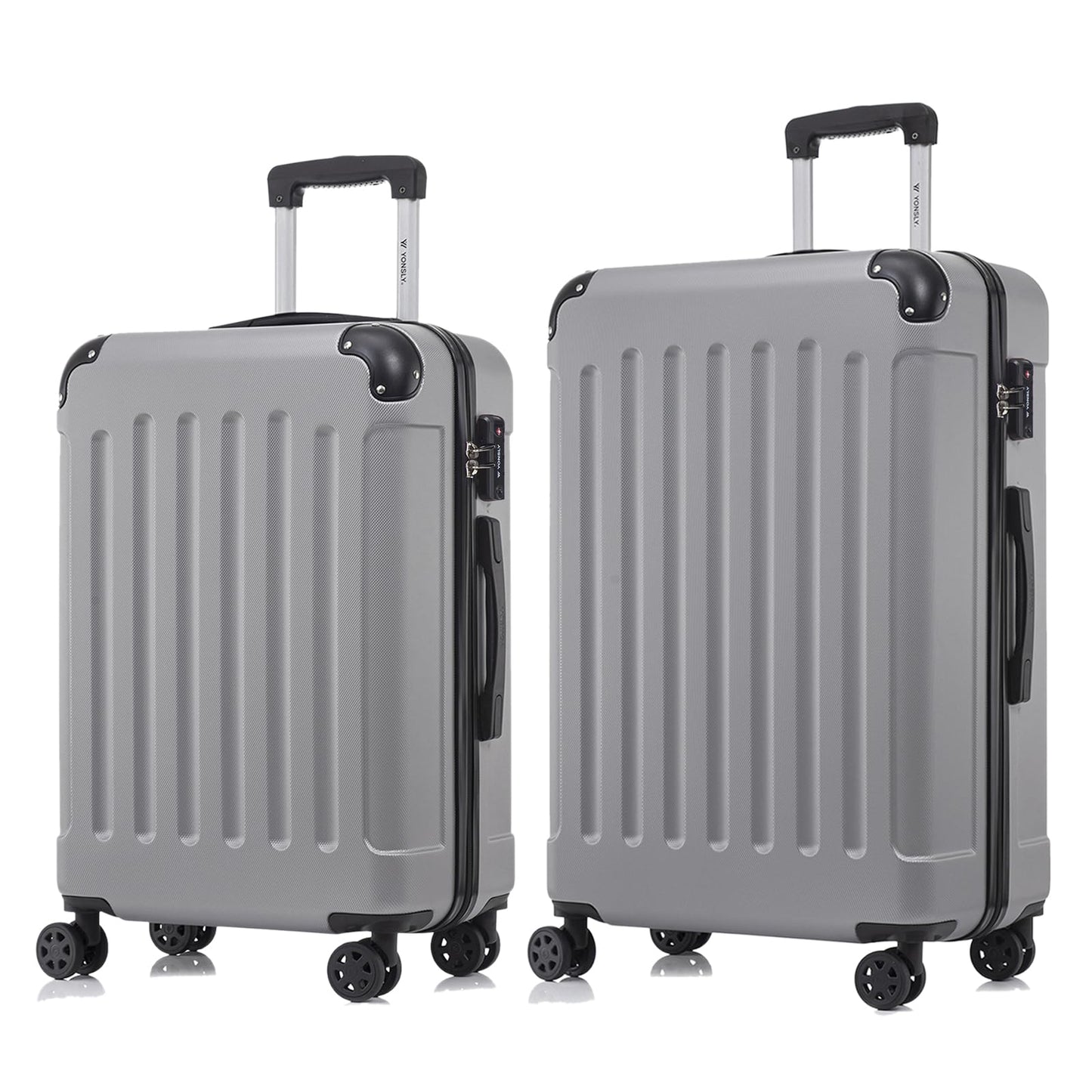 YONSLY® Premium Travel Suitcase TSA Lock, YKK Zipper Hardshell Suitcase Trolley Cabin Suitcase Rolling Suitcase Hand Luggage 4 Wheels (L-XL-Set)
