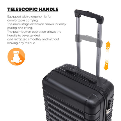 YONSLY® Suitcase, Trolley Suitcase, Cabin Luggage with 4 360° Wheels, Hardshell Suitcase, Combination Lock, Soft Rubber Handle