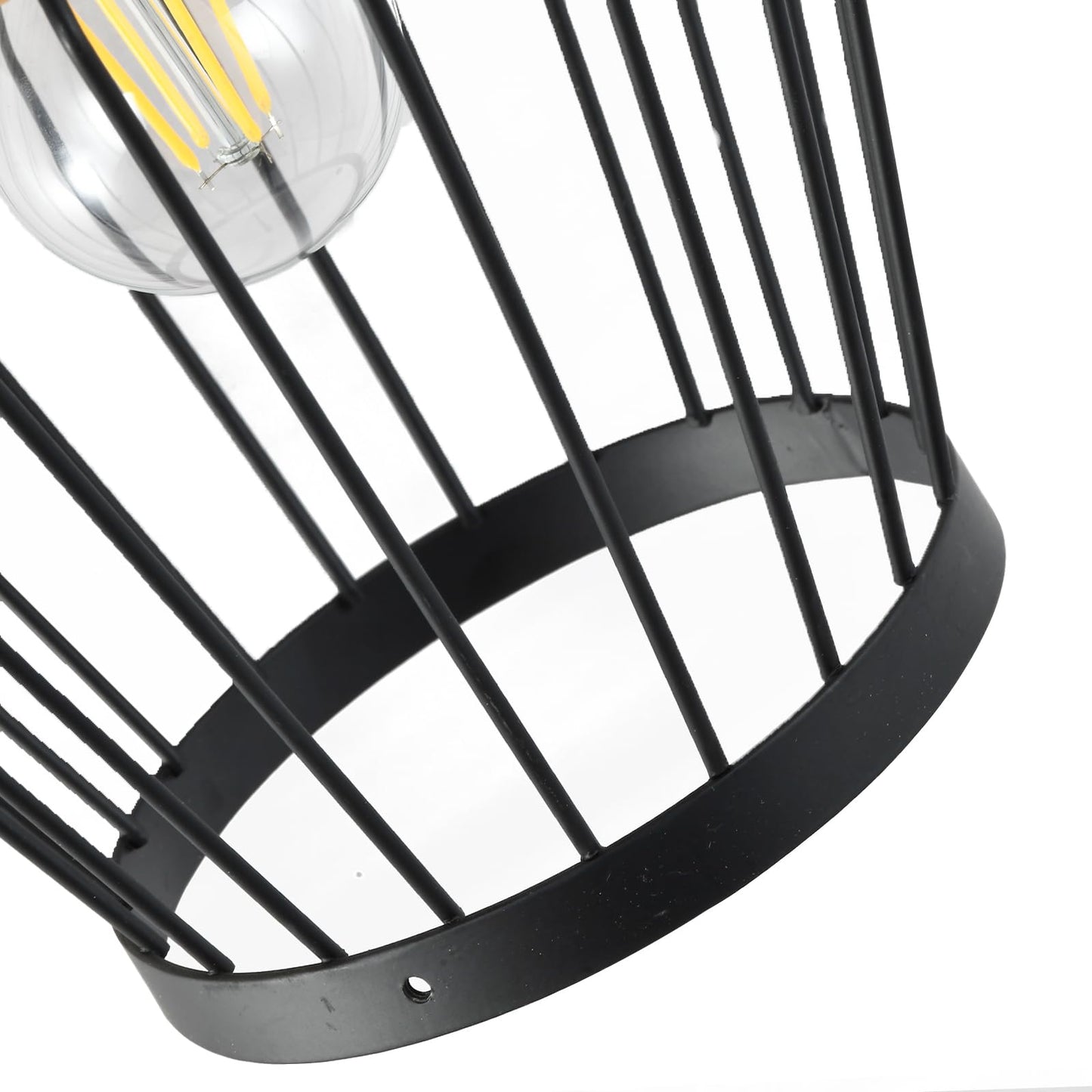 LQWELL® E27 Black Pendant Light, Retro Hanging Lamp Vertigo Lamp Height-Adjustable Chandelier Metal Rattan, for Living Room Bedroom Dining Room Cafes Studio Bar Counter