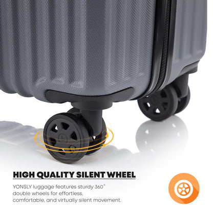 YONSLY® Premium Reisekoffer TSA-Schloss,YKK-Reißverschluss Hartschalen-Koffer Trolley Kabinenkoffer Rollkoffer Suitcase Handgepäck 4 Rollen (M-L-XL-Set)