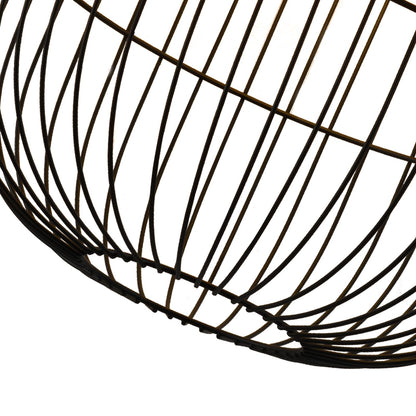 LQWELL® E27 Black Pendant Lamp, Retro Hanging Lamp Pendant Light Vertigo Lamp Height-Adjustable Chandelier Metal Rattan, for Living Room Bedroom Dining Room Cafes Studio Bar Counter