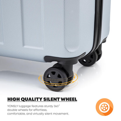 YONSLY® Premium Travel Suitcase TSA Lock, YKK Zipper Hardshell Suitcase Trolley Carry-on Spinner Suitcase Hand Luggage 4 Wheels
