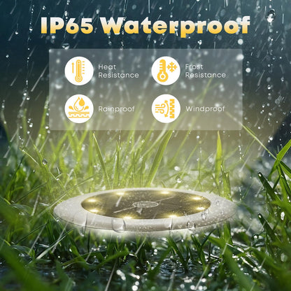 LQWELL® Solar Ground Lights, 8 Pack 8 LED Solar Lights for Outdoor Garden, Solar Garden Pathway Lights, IP65 Waterproof Warm White for Grass Paths Walkways Driveways Gardens