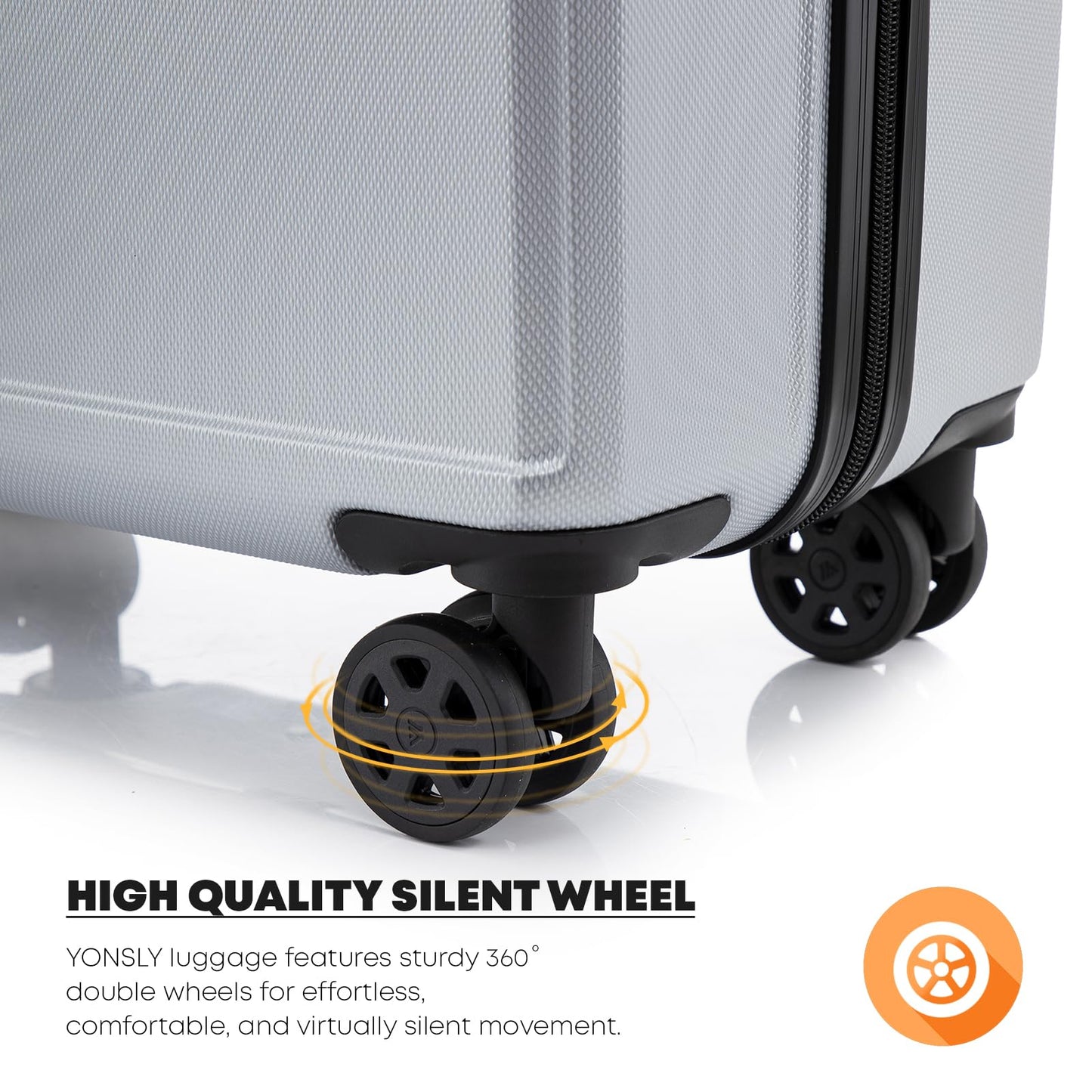 YONSLY® Premium Luggage TSA Lock, YKK Zipper Hardside Suitcase Trolley Cabin Suitcase Rolling Suitcase Carry-on 4 Wheels (M-L-XL Set)