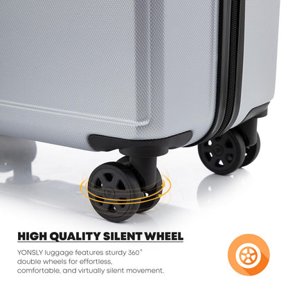 YONSLY® Premium Luggage TSA Lock, YKK Zipper Hardside Suitcase Trolley Cabin Suitcase Rolling Suitcase Carry-on 4 Wheels (M-L-XL Set)