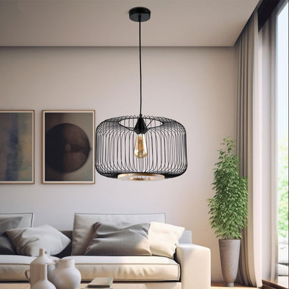 LQWELL® Pendant Lamp Black, Retro Hanging Lamp Pendant Light E27 Vertigo Lamp Height Adjustable Chandelier Max 60W for Dining Room Cafes Studio Bar Counter Bedroom Shopping Mall Decor