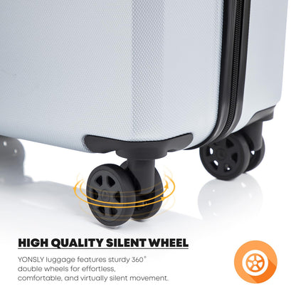 YONSLY® Premium Reisekoffer TSA-Schloss,YKK-Reißverschluss Hartschalen-Koffer Trolley Kabinenkoffer Rollkoffer Suitcase Handgepäck 4 Rollen