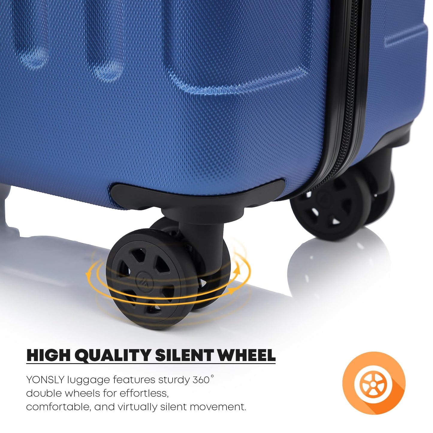 YONSLY® Suitcase, Trolley Travel Suitcase, Rolling Suitcase Carry-On with 4 360° Wheels, Hardshell Travel Suitcase, Combination Lock, Soft Rubber Handle
