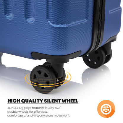 YONSLY® Suitcase, Trolley Travel Suitcase, Rolling Suitcase Carry-On with 4 360° Wheels, Hardshell Travel Suitcase, Combination Lock, Soft Rubber Handle