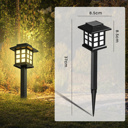 LQWELL® Solar Lights for Outdoor Garden, 8 Pieces Solar Garden Lights IP65 Waterproof, Retro Solar Lights, Warm White Decorative Pathway Lights, Vertical 37cm Height for Grass Patio Balcony Walkway
