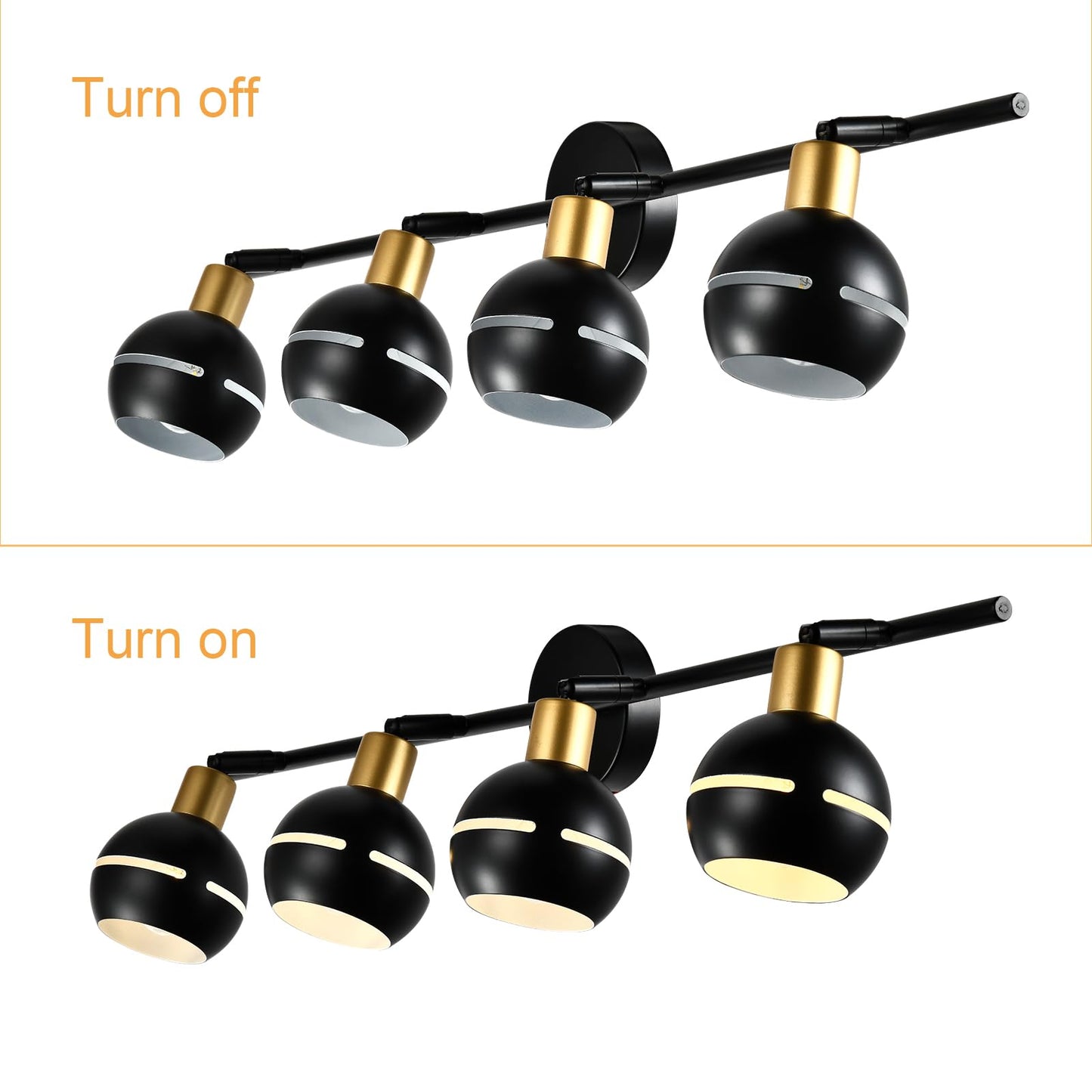 LQWELL® LED Ceiling Light Spotlight, Black Ceiling Spotlights E27 Ceiling Lamp Rotatable Wall Lamp Kitchen Light 2 3 4 Flames for Bedroom Living Room Dining Room Bar Shop Studio