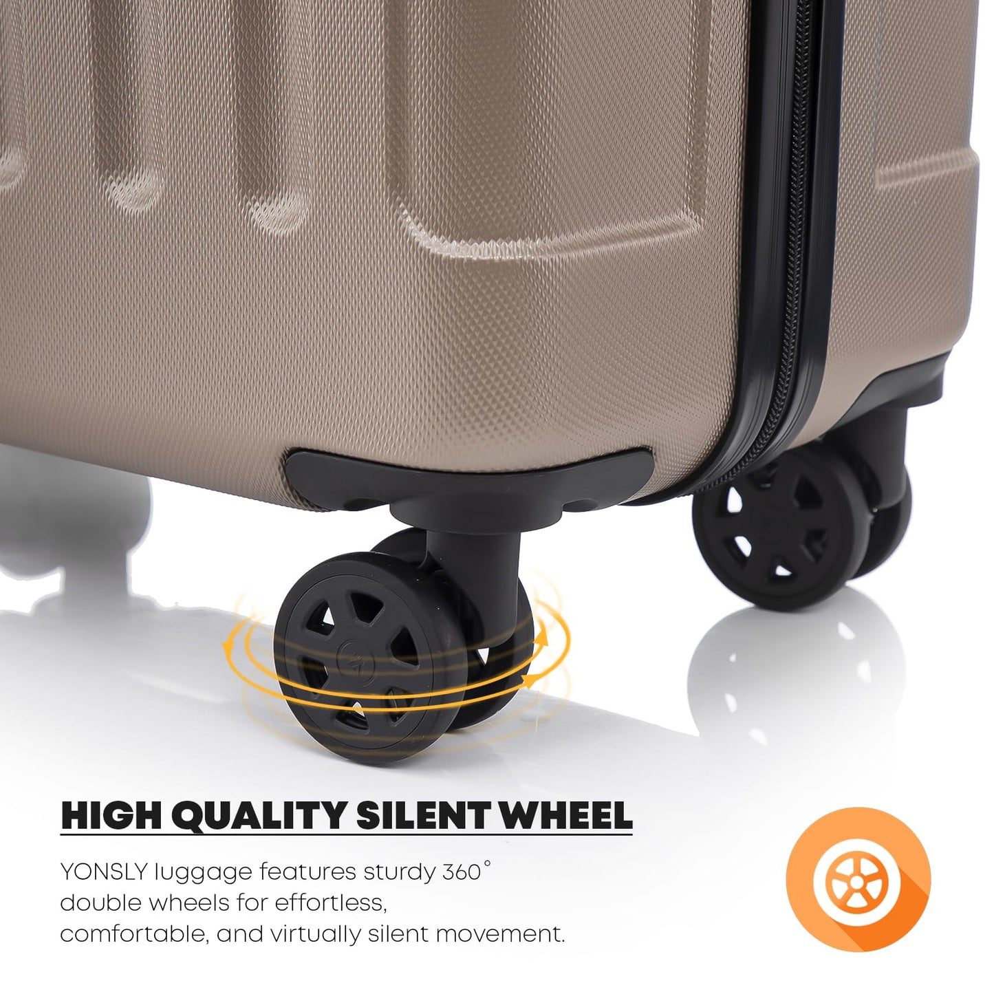 YONSLY® Suitcase Set, Trolley Travel Suitcase, Spinner Carry-on, Luggage Set, 4-Piece Luggage Set with 360° Spinner Wheels, Hard-shell Travel Suitcase, Combination Lock, Soft Rubber Handle (4-Piece Set, S, M, L & XL)