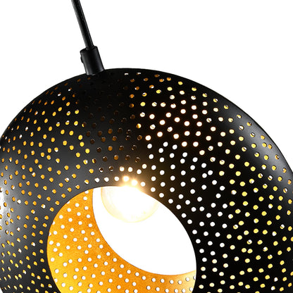 LQWELL® LED Pendant Lamp Black Round, E27 Hanging Lamp Retro Chandelier Pendant Vertigo Lamp Height Adjustable for Dining Room Cafes Studio Bar Counter Bedroom Shopping Mall Decor