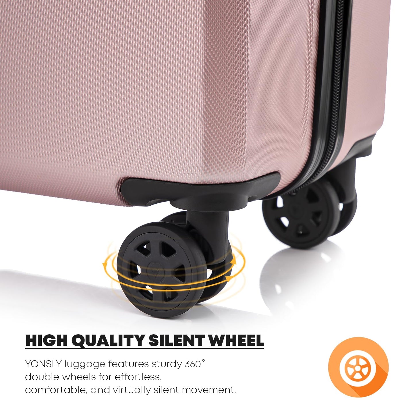 YONSLY® Suitcase TSA Lock, YKK Zipper Hardshell Suitcase Trolley Cabin Suitcase Rolling Suitcase Hand Luggage 4 Wheels
