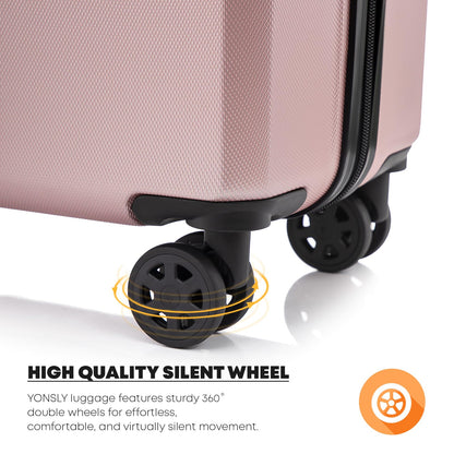 YONSLY® Suitcase TSA Lock, YKK Zipper Hardshell Suitcase Trolley Cabin Suitcase Rolling Suitcase Hand Luggage 4 Wheels