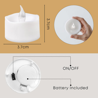 LQWELL® 12 Pcs Tealights, LED Candles Realistic Flickering Flame, Battery Operated Candle Lamp, Warm Yellow, Plastic, 3.2x3.6cm for Wedding, Party, Festival, Home Decoration
