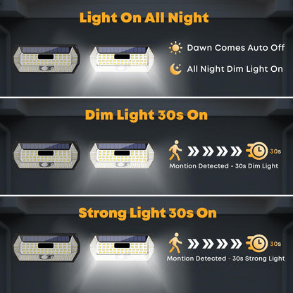 LQWELL® Solar Outdoor Lights with Motion Sensor, 300° LED Solar Lamps, Solar Wall Light, Super Bright Outdoor Light IP65 Waterproof, 3 Modes, 148 LED for Garden Terrace Garage (2 Pcs)
