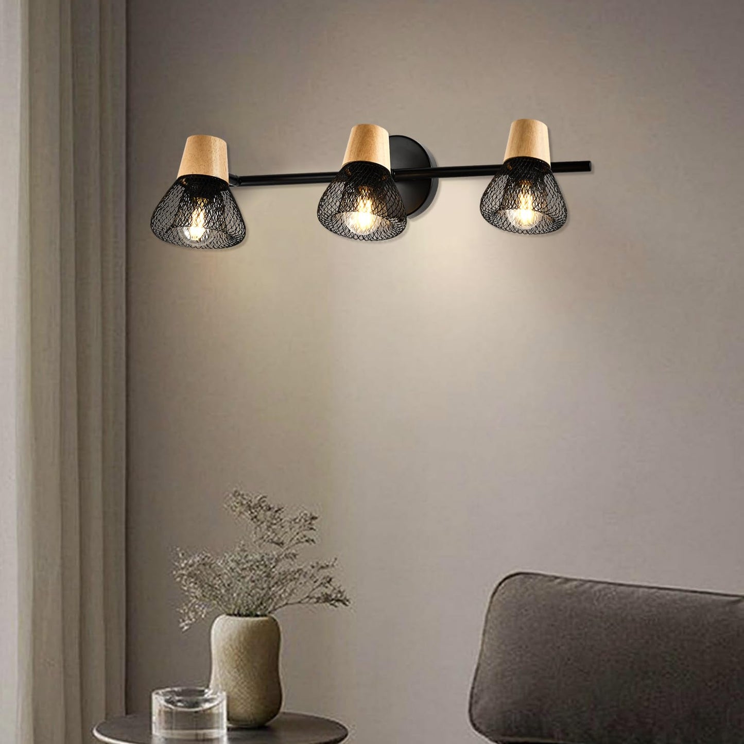 LQWELL® E14 Wall Light, LED Indoor Wall Lamp Wall Lighting Wall Spotlight in Retro Industrial Style, for Studio Bar Counter Hotel Bedroom Living Room Staircase Hallway Basement, Matte Black Metal