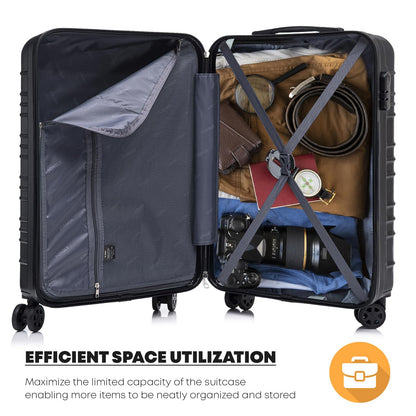 YONSLY® Suitcase, Trolley Suitcase, Cabin Luggage with 4 360° Wheels, Hardshell Suitcase, Combination Lock, Soft Rubber Handle