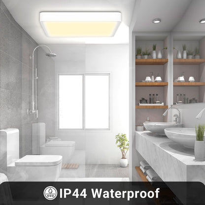 LQWELL® Ceiling Light LED Ceiling Lamp, IP44 Waterproof Bathroom Lamp Square Flat 23W 3000K 2400LM Modern Simple Lamp Thin for Living Room Bathroom Bedroom Kitchen Balcony Basement Office, 300 * 25mm