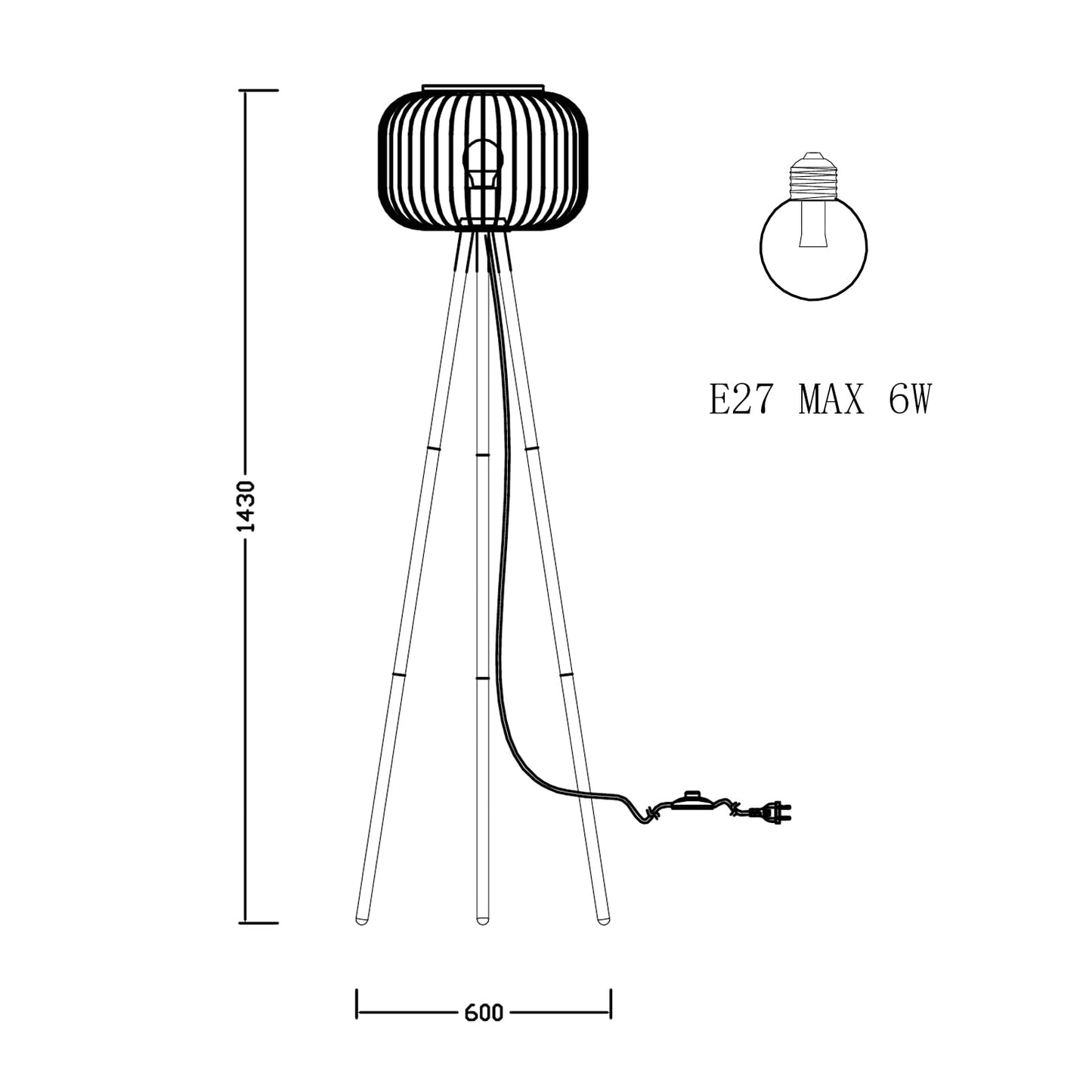 LQWELL® Stehlampe Bodenleuchte, 1 Flammig Modern Standleuchten H140CM für verschiedene Anlässe wie Restaurants, Wohnzimmer, Schlafzimmer, Büros, Cafés, Bibliotheken, Geschäft