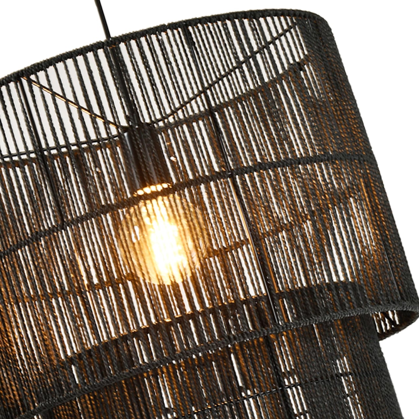 LQWELL® E27 Pendant Light, Retro Hanging Lamp Single-Head, Linen Black Brown Chandelier for Living Room Bedroom Dining Room Bar Hotel Shop Studio Cafes