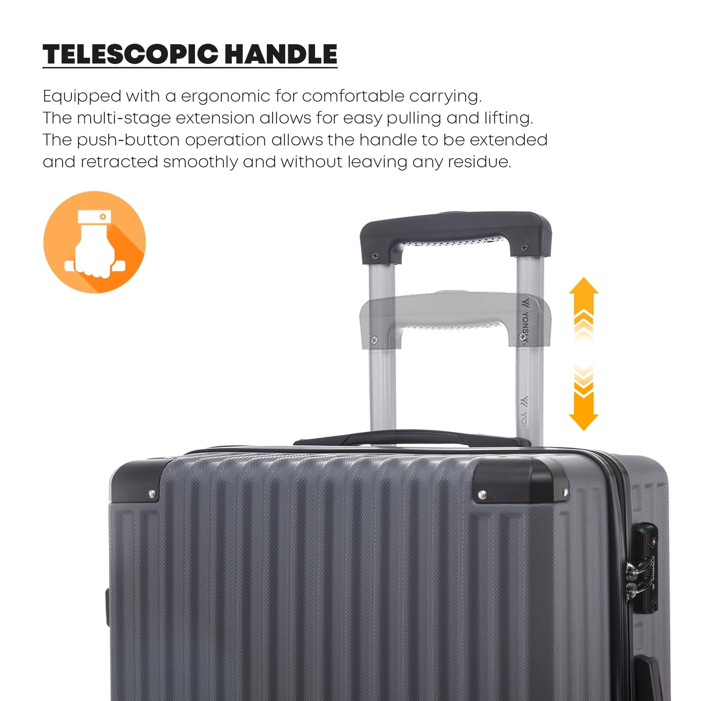 YONSLY® Premium Reisekoffer TSA-Schloss,YKK-Reißverschluss Hartschalen-Koffer Trolley Kabinenkoffer Rollkoffer Suitcase Handgepäck 4 Rollen (M-L-XL-Set)