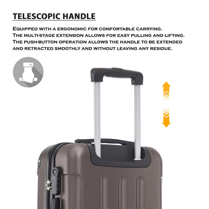 YONSLY® Suitcase Set, Trolley Travel Suitcase, Spinner Carry-On, Luggage Set with 360° Wheels, Hardshell Suitcase, Combination Lock, Rubber Handle (4-Piece Set, S,M,L&XL)