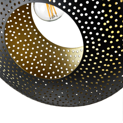 LQWELL® LED Pendant Lamp Black Round, E27 Hanging Lamp Retro Chandelier Pendant Vertigo Lamp Height Adjustable for Dining Room Cafes Studio Bar Counter Bedroom Shopping Mall Decor