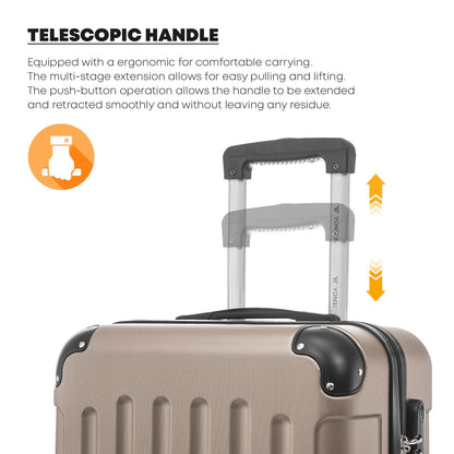 YONSLY® Suitcase Set, Trolley Travel Suitcase, Spinner Carry-on, Luggage Set, 4-Piece Luggage Set with 360° Spinner Wheels, Hard-shell Travel Suitcase, Combination Lock, Soft Rubber Handle (4-Piece Set, S, M, L & XL)