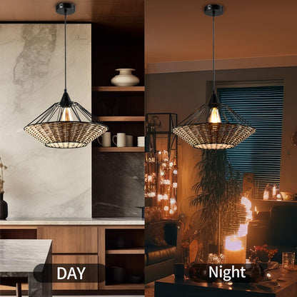 LQWELL® E27 Hanging Lamp Black, Retro Chandelier Pendant Light, Modern Height-Adjustable Vertigo Lamp for Bedroom Living Room Dining Room Cafes Restaurant Bar Counter