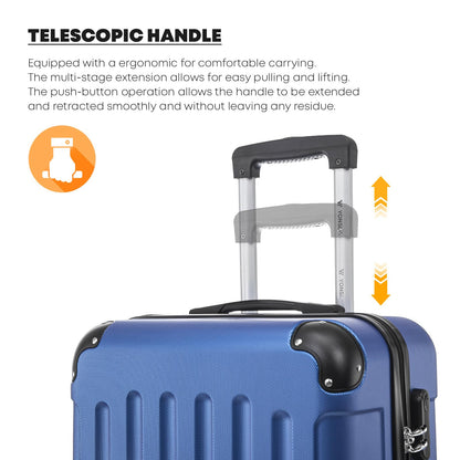 YONSLY® Suitcase, Trolley Travel Suitcase, Rolling Suitcase Carry-On with 4 360° Wheels, Hardshell Travel Suitcase, Combination Lock, Soft Rubber Handle