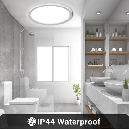 LQWELL® Ceiling Light LED Ceiling Lamp, IP44 Waterproof Bathroom Lamp Round Flat 23W 6000K 2400LM Modern Simple Lamp Thin for Living Room Bathroom Bedroom Kitchen Balcony Basement Office, 300 * 25mm