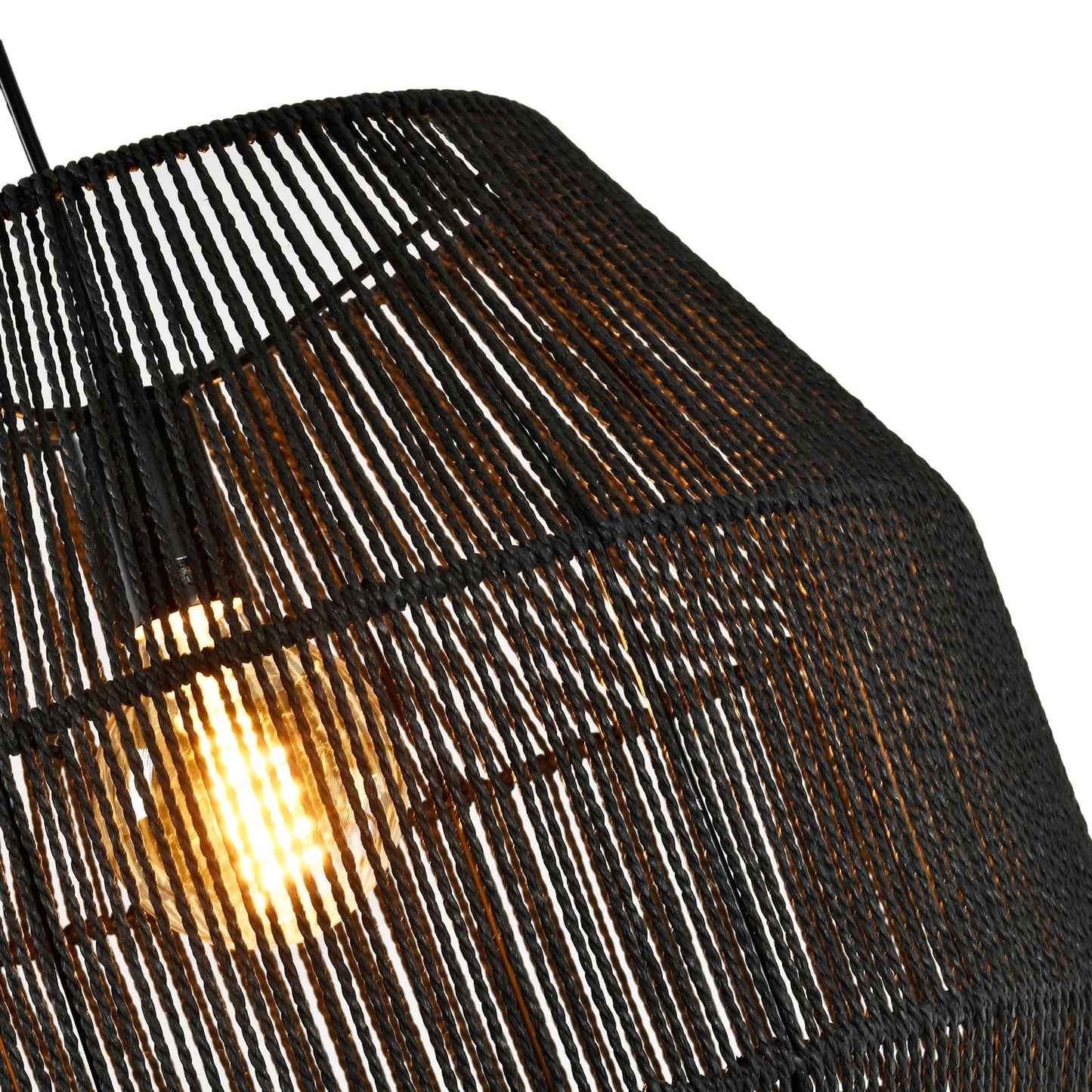LQWELL® E27 Pendant Lamp, Retro Hanging Lamp 1-Light, Linen Black Brown Chandelier for Living Room Bedroom Dining Room Bar Hotel Shop Studio Cafes
