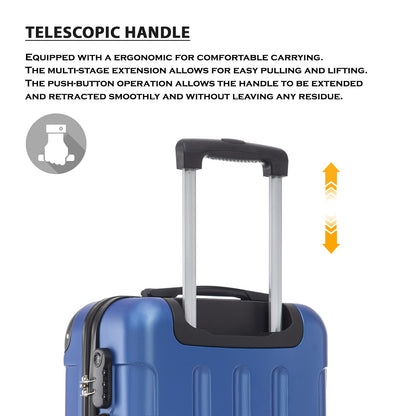 YONSLY® Trolley Suitcase, Travel Suitcase, Carry-On Suitcase, Hardshell Suitcase with 4 360° Wheels, Combination Lock, Soft Rubber Handle for Travel, Camping