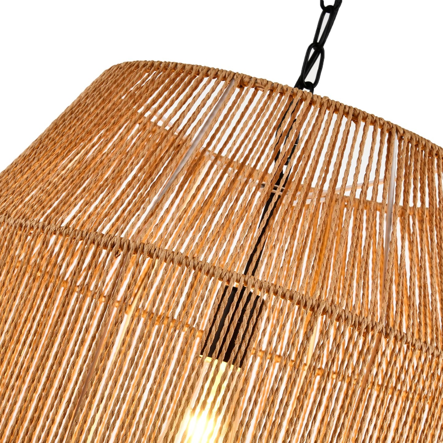 LQWELL® E27 Pendant Lamp, Retro Hanging Light Fixture 1-Light, Linen Black Brown Chandelier for Living Room Bedroom Dining Room Bar Hotel Shop Studio Cafes
