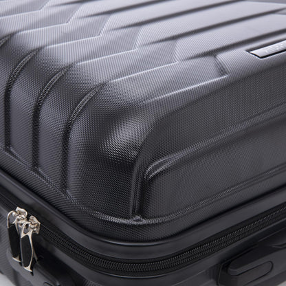 YONSLY® Reisekoffer Trolley Rollkoffer Handgepäck Travel Set, Kofferset, Gepäckset, Koffer Suitcase Hartschalenreisekoffer mit 4 Rollen 360°, Zahlenschloss, Weicher Gummigriff (3er Set,M,L&XL,Schwarz)