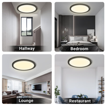 LQWELL® Ceiling Light LED Ceiling Lamp, IP44 Waterproof Bathroom Lamp Round Flat 23W 3000K 2400LM Modern Simple Lamp Thin for Living Room Bathroom Bedroom Kitchen Balcony Basement Office, 300 * 25mm