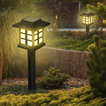 LQWELL® Solar Lights for Outdoor Garden, 8 Pieces Solar Garden Lights IP65 Waterproof, Retro Solar Lights, Warm White Decorative Pathway Lights, Vertical 37cm Height for Grass Patio Balcony Walkway